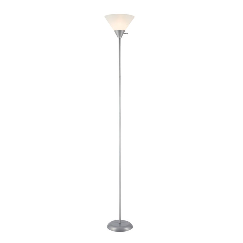 GLOBE Electric 677150 Elliott 72" Floor Lamp, Silver, White Plastic Shade, On/Off Rotary Switch on Shade, Standing, Living Room Decor, Bedroom, Tall, Corner Light - Image 5